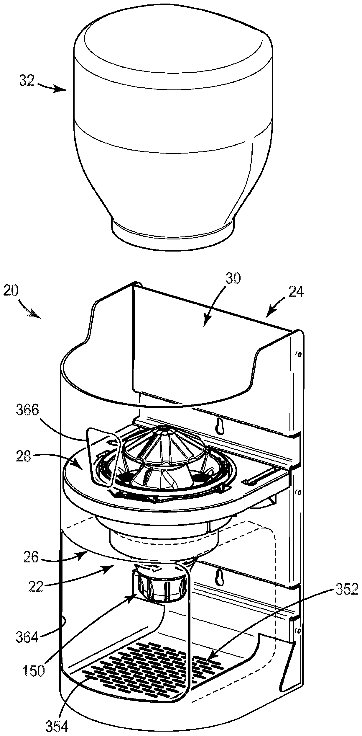 Ear tip dispenser with fixed funnel divider