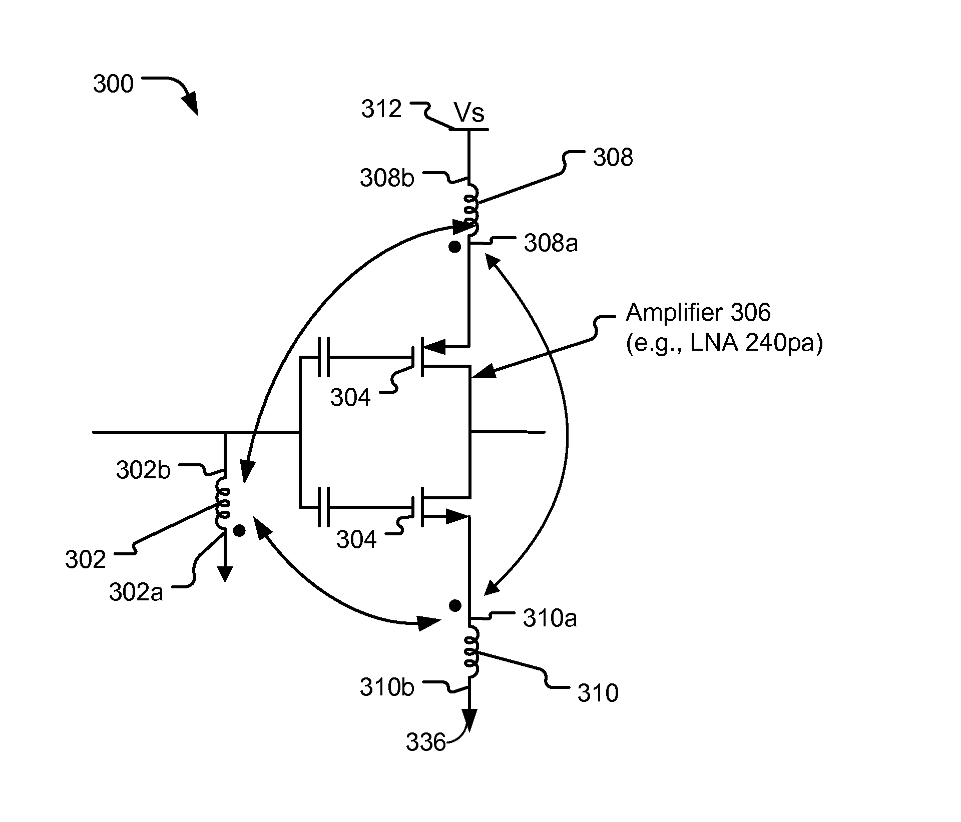 Amplifier with triple-coupled inductors