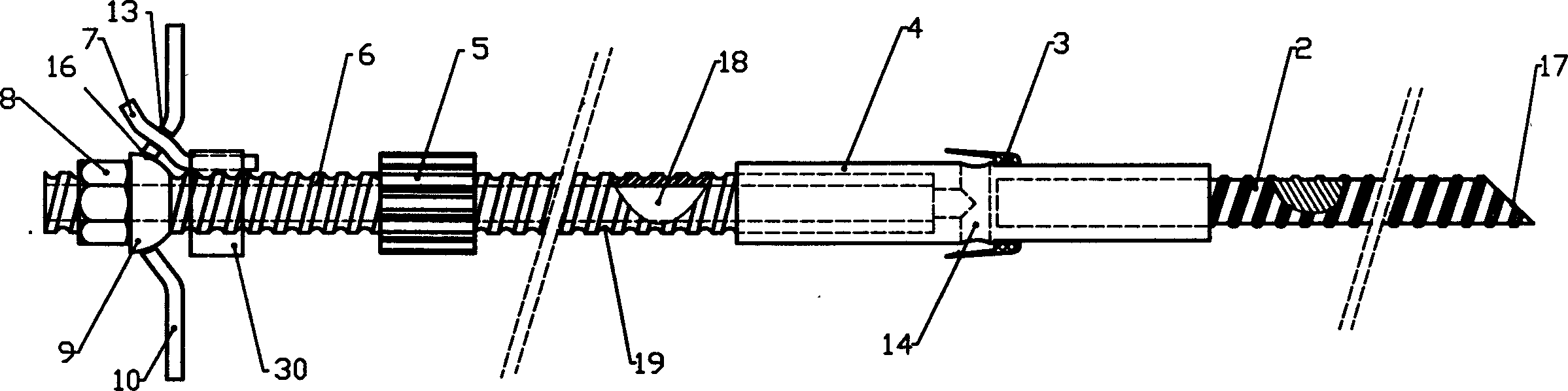 A pin timbering process and sectionalized hollow mud injecting stay bolt thereof
