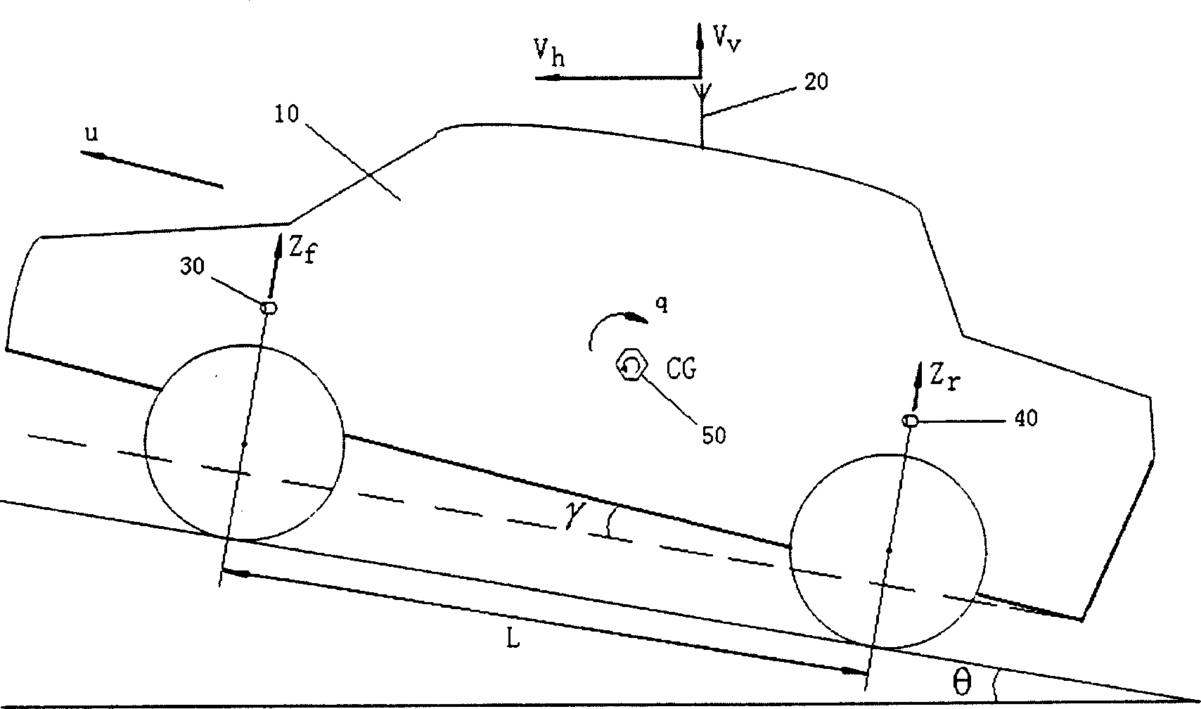 Vehicle carried road slope angle measuring system and vehicle carried road slope angle measuring method