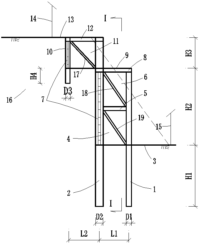 Supporting structure for slide-resistant piles and structure piles and construction method
