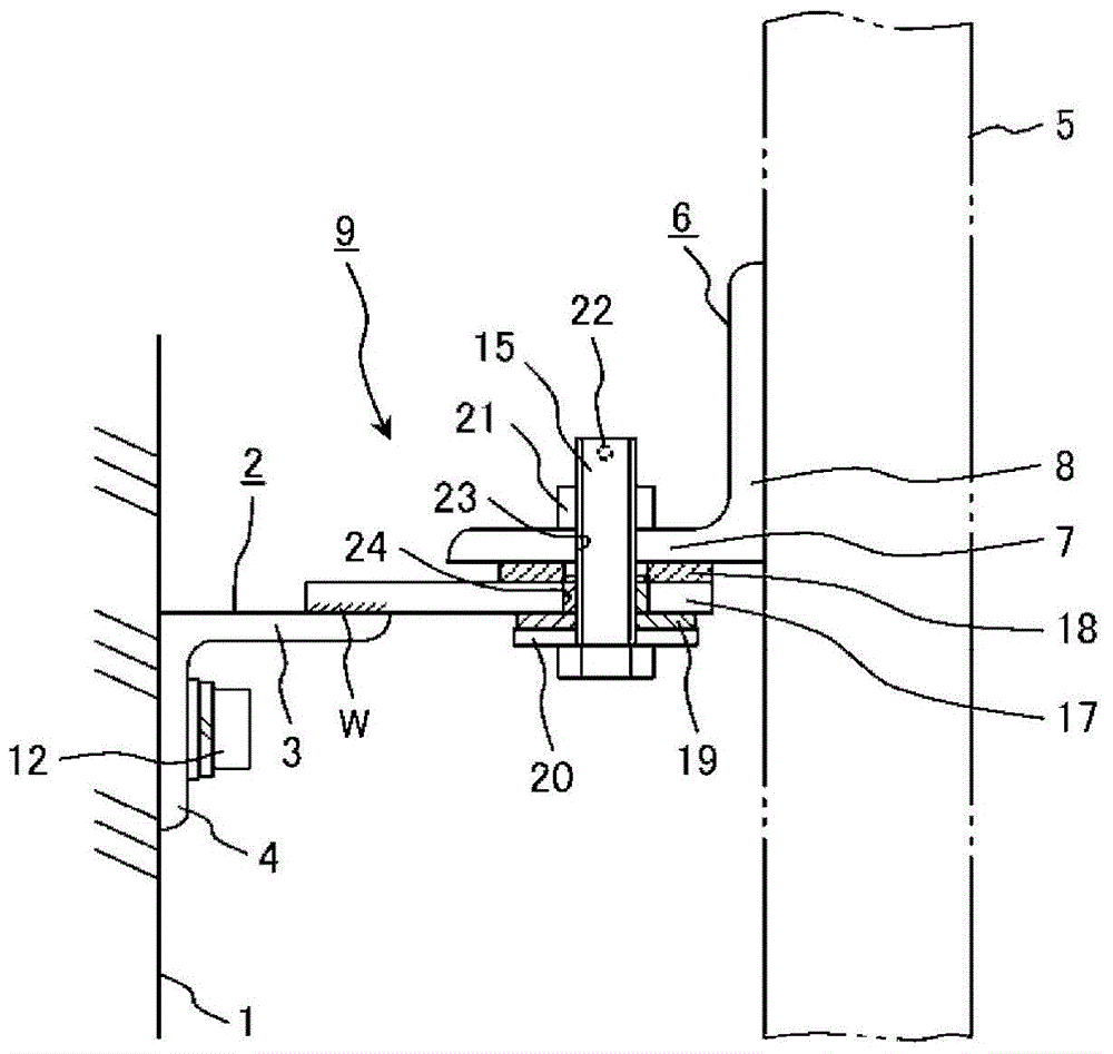 Device for attaching elevator guide rail