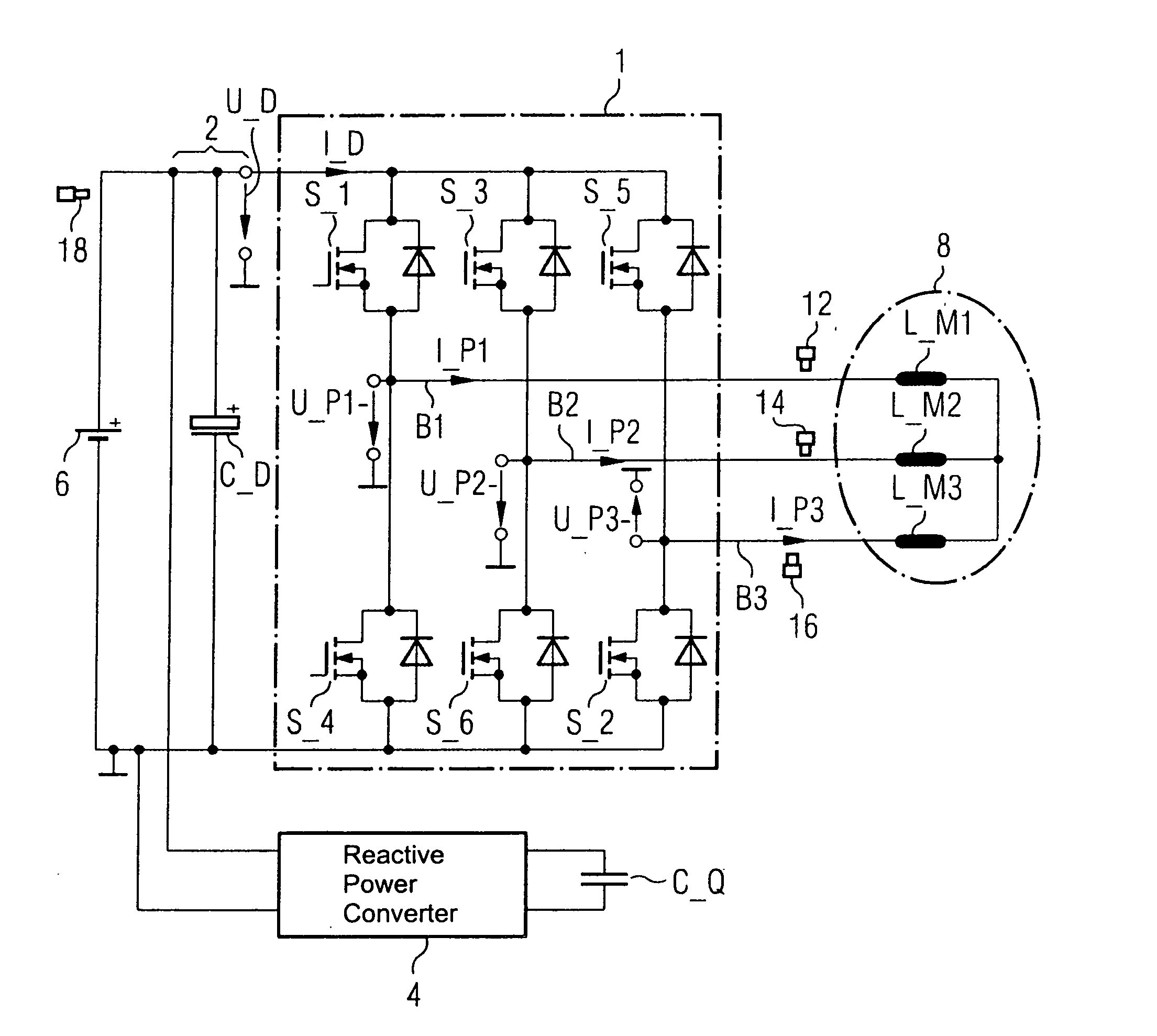 Control device for a three-phase machine and method for operating the control device