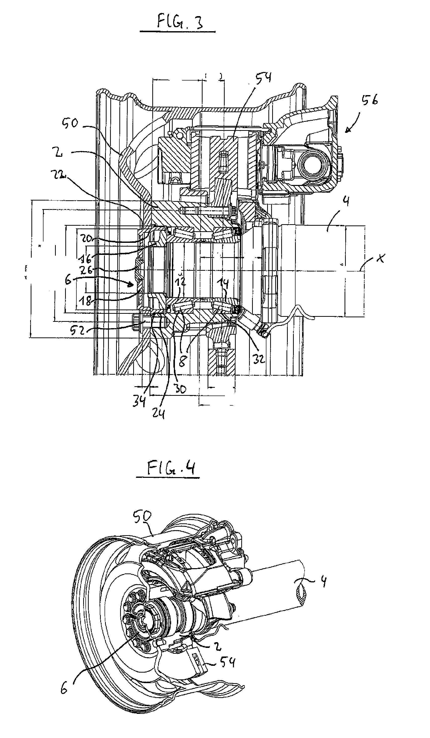 Wheel bearing assembly having a centering device for vehicles