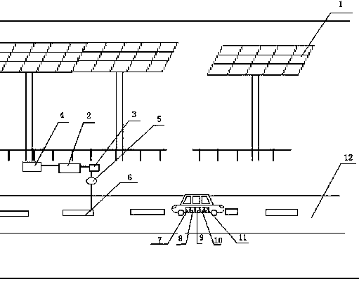 Running electrical vehicle wireless charging device based on solar photovoltaic power supply