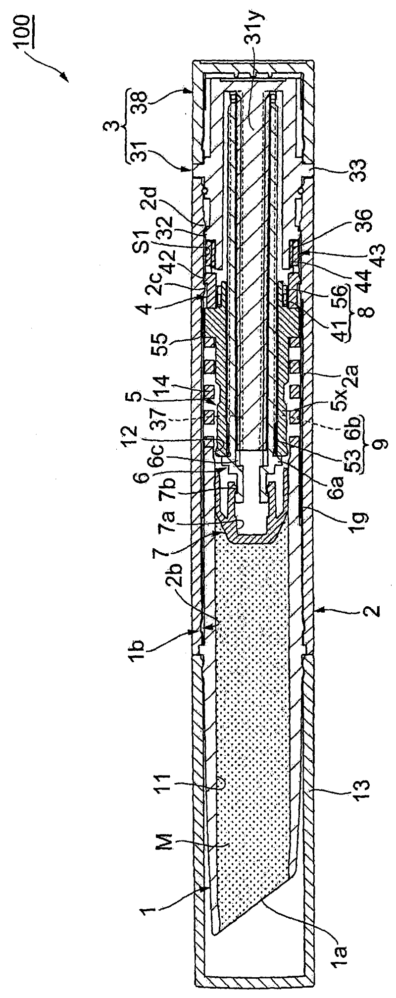 Coating material pushed out of container