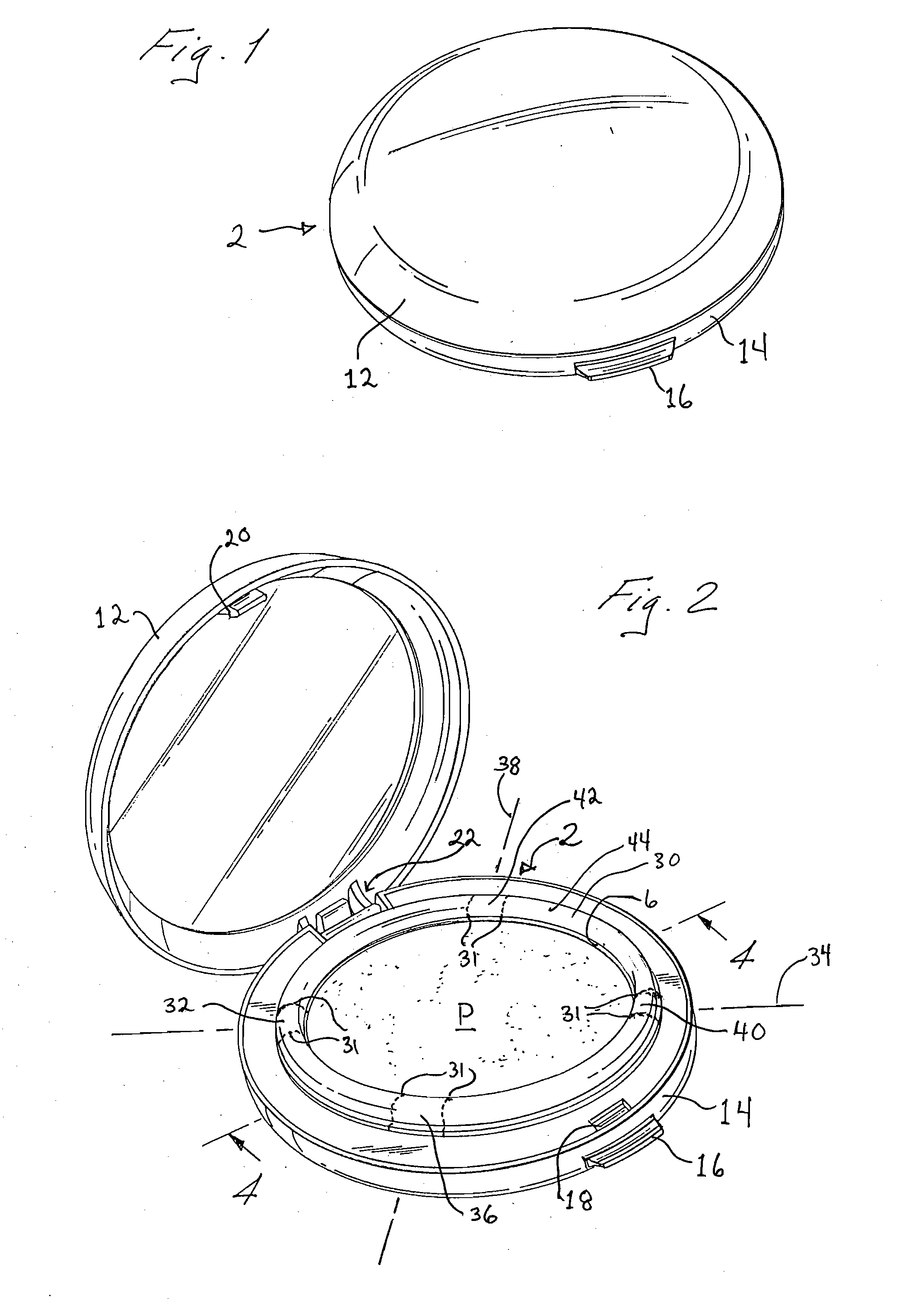 Shock absorber for cosmetic compact