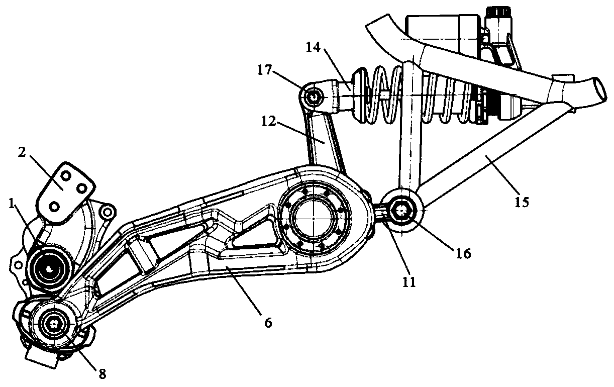 Single shock absorber type motorcycle front suspension device