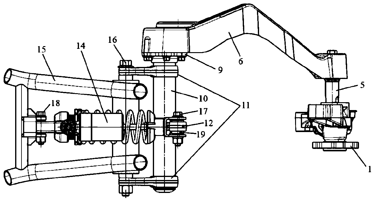 Single shock absorber type motorcycle front suspension device