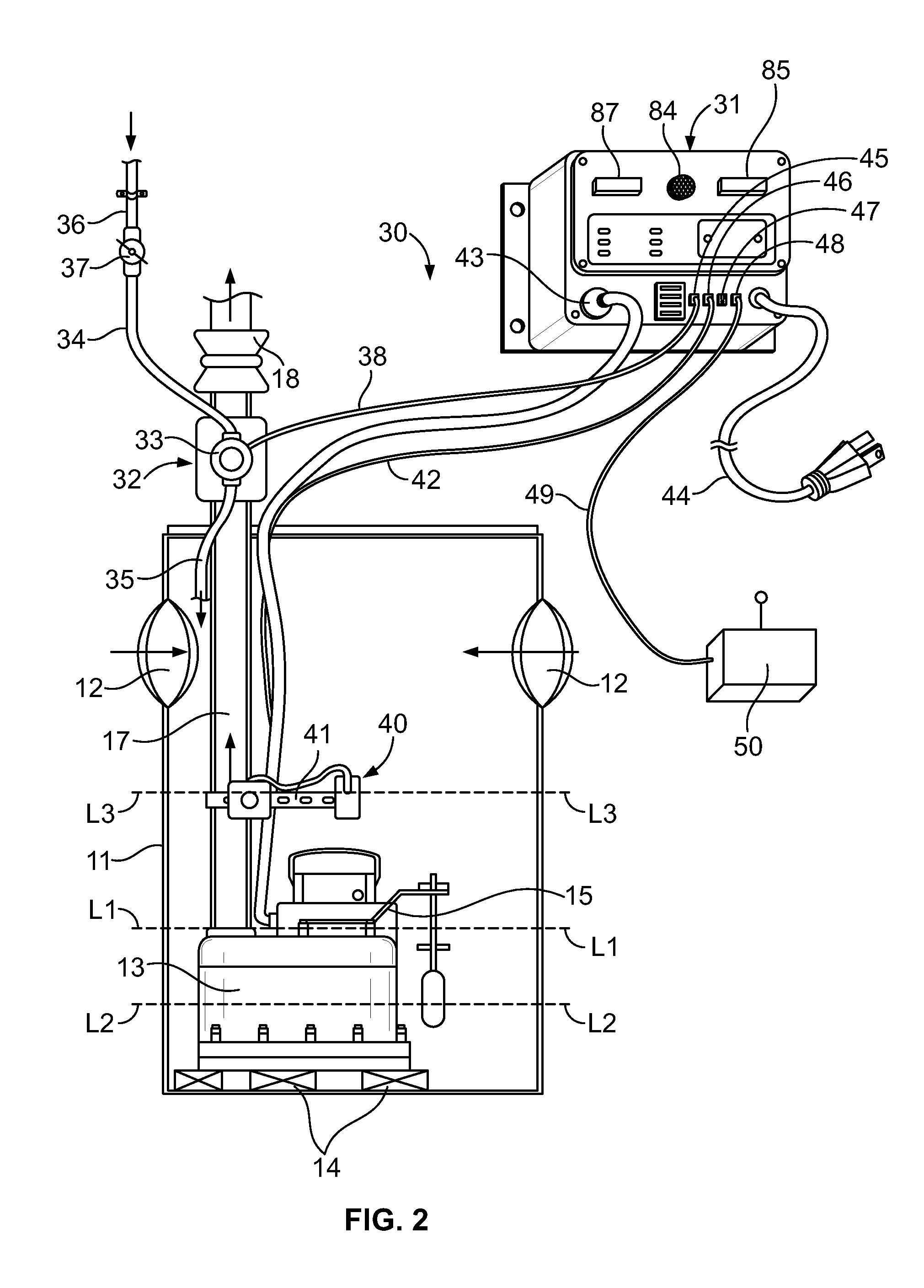 Test and monitoring system for a dual sump pump system