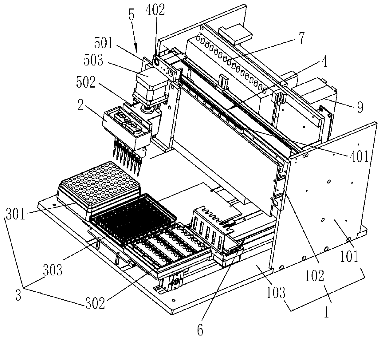 A sample adding device and control method applied to a liquid biological reaction system