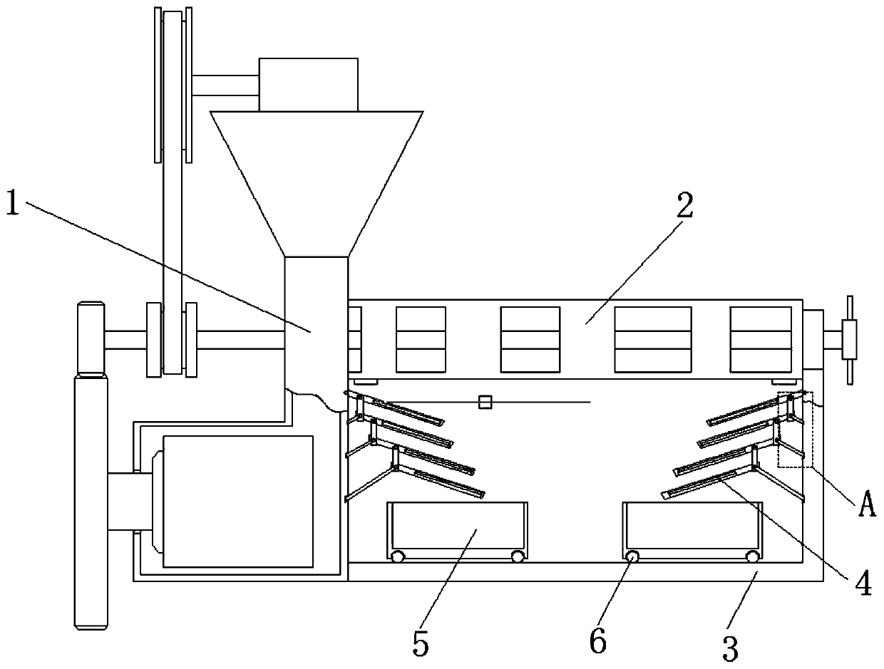 Oil refining production device capable of conveniently removing impurities