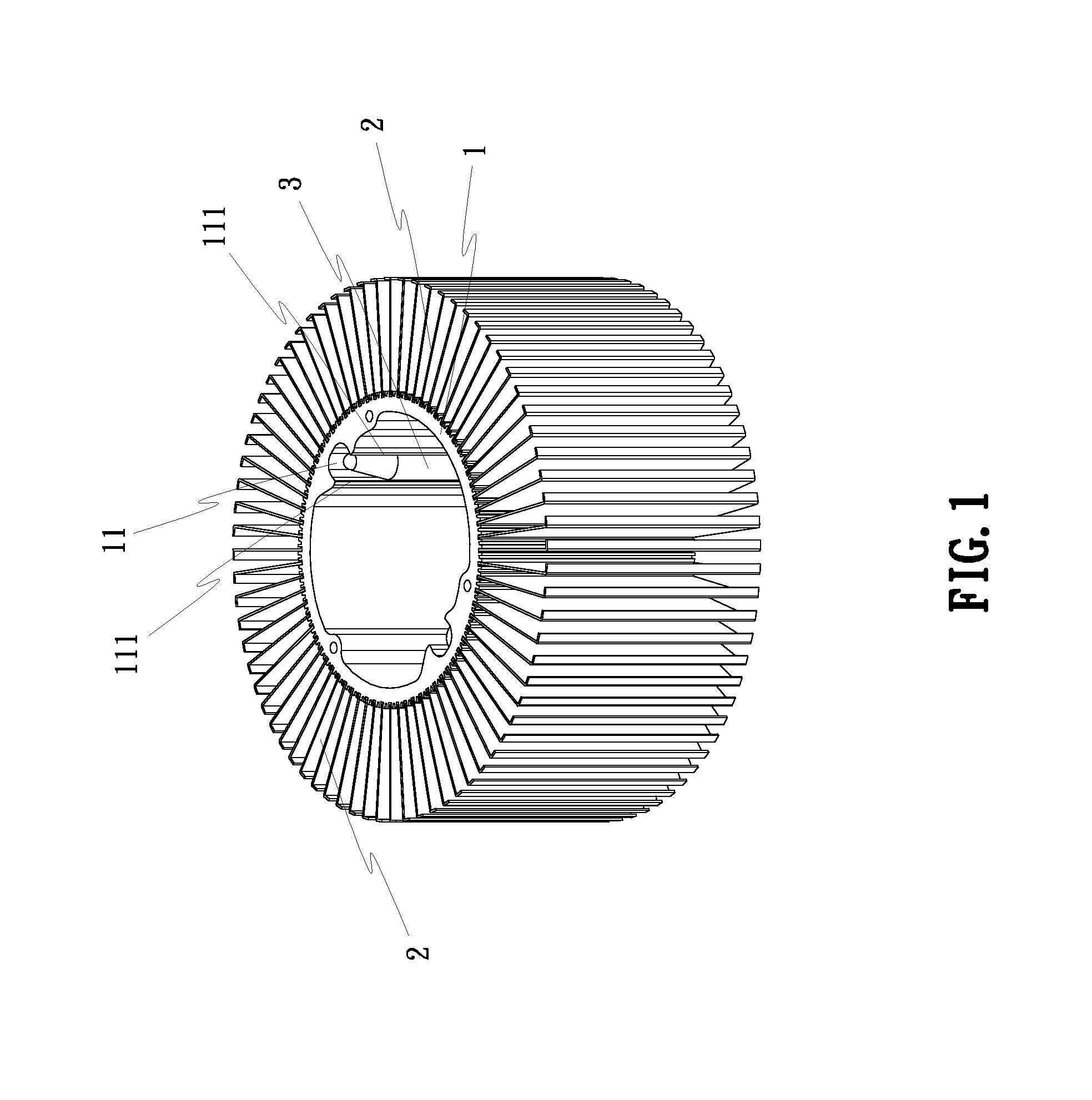 Radial heat sink with heat pipe set therein