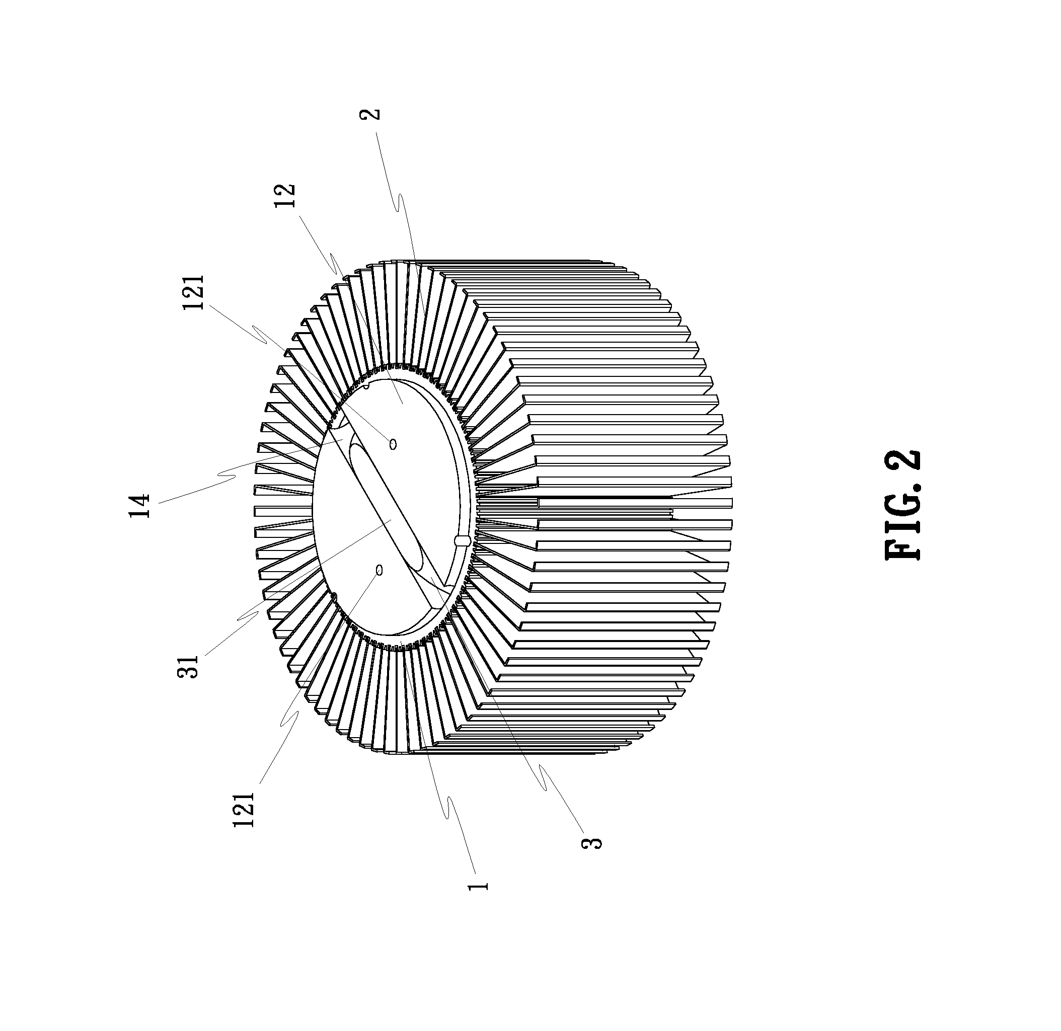 Radial heat sink with heat pipe set therein