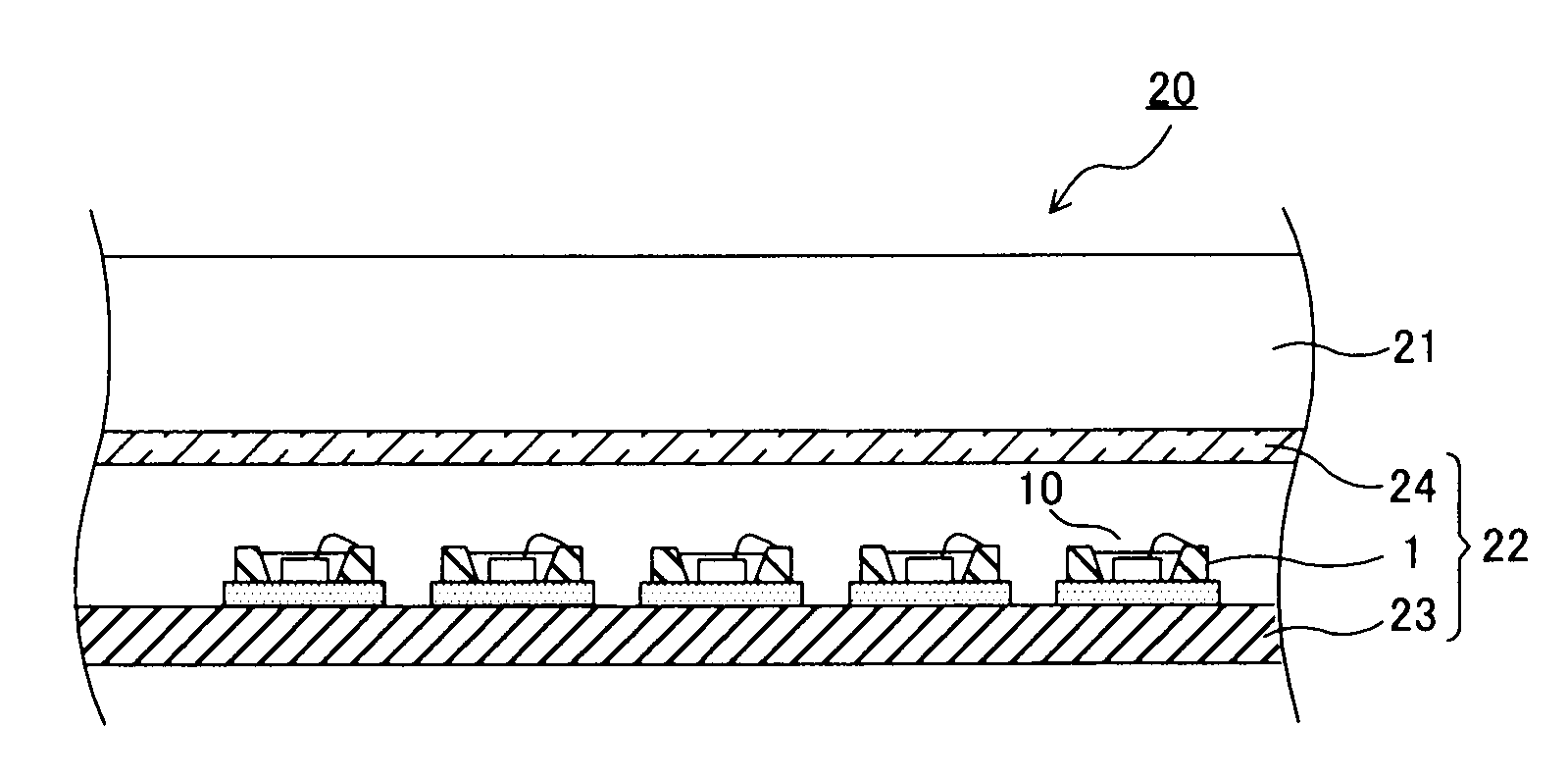 Light-emitting device, backlight using same, and liquid crystal display