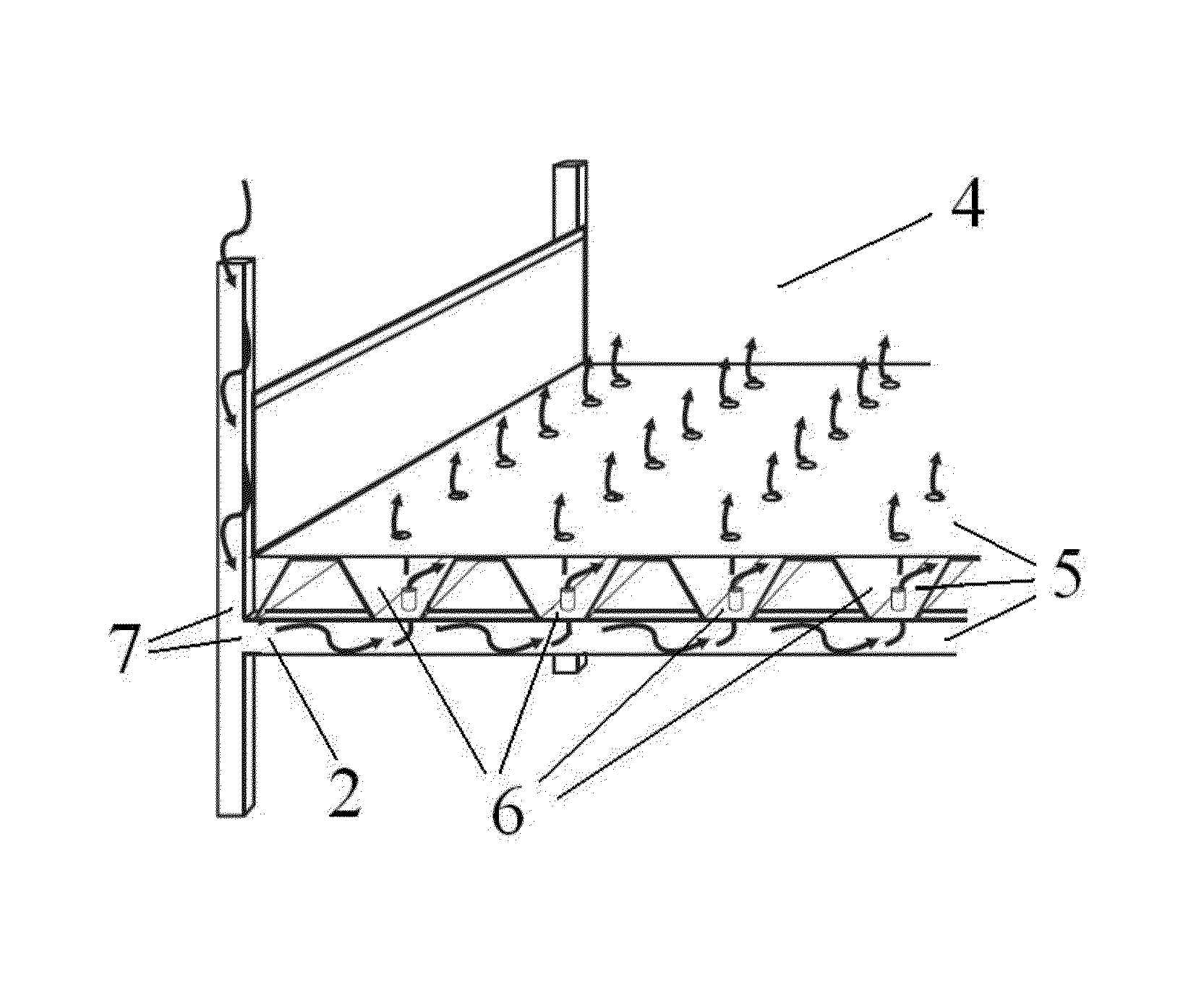 Localized aeration equipment for growing champignons and other cultivated mushrooms and the method of its usage