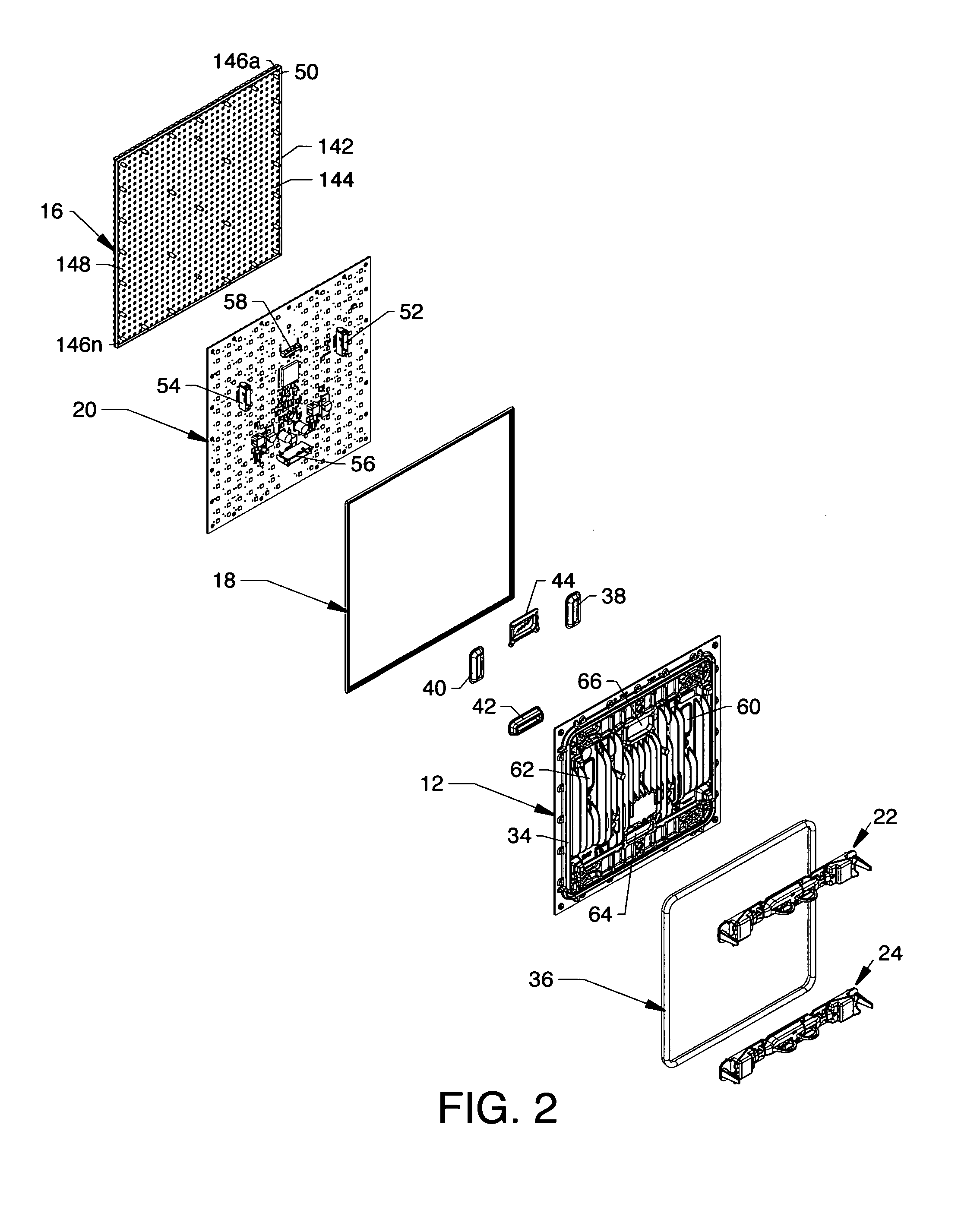 Multiple seal electronic display module having displacement springs