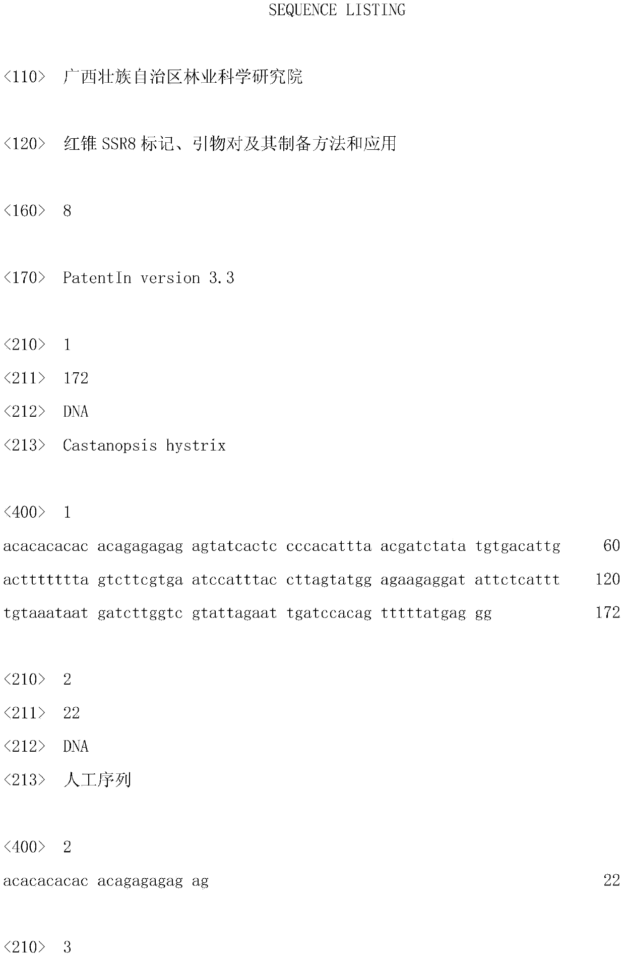 Primer pair, castanopsis hystrix SSR8 (Simple Sequence Repeat 8) marker and preparation method and application thereof