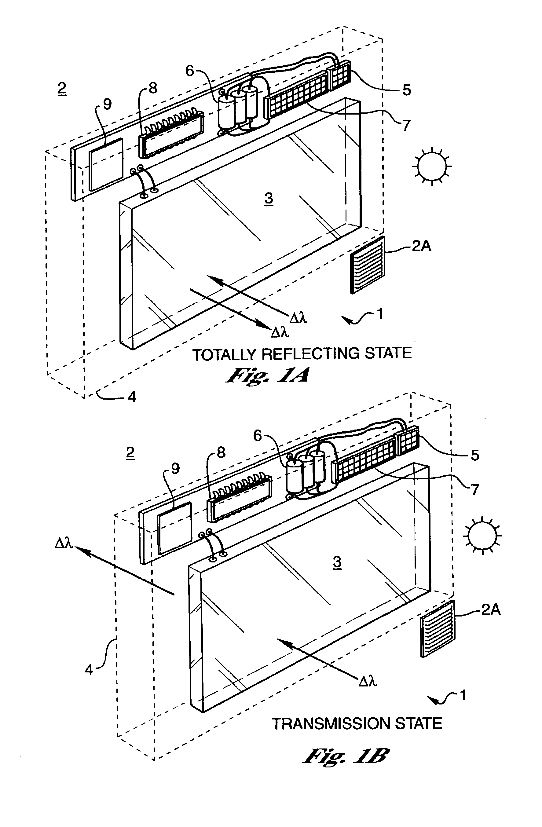 Electro-optical glazing structures having reflection and transparent modes of operation