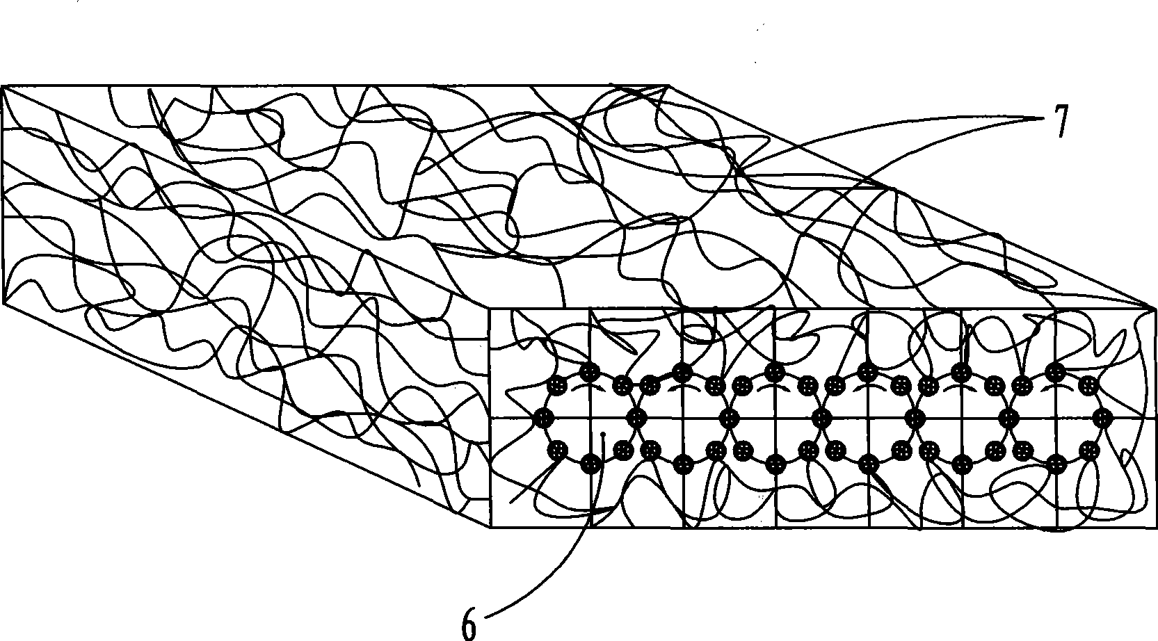 Plastic cushion with pipe network and floss silk and production technique thereof and rotary forming head