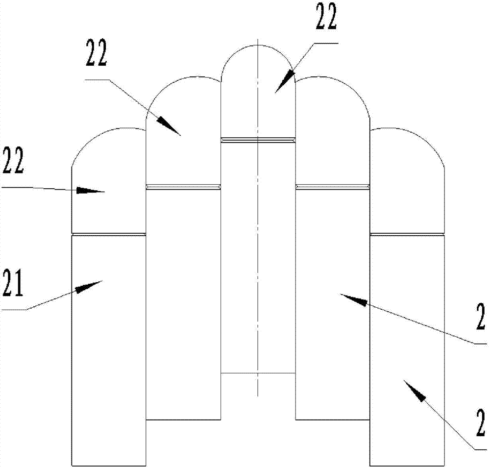 Skin stretch-forming method with transition sectional face of flexible multipoint mould
