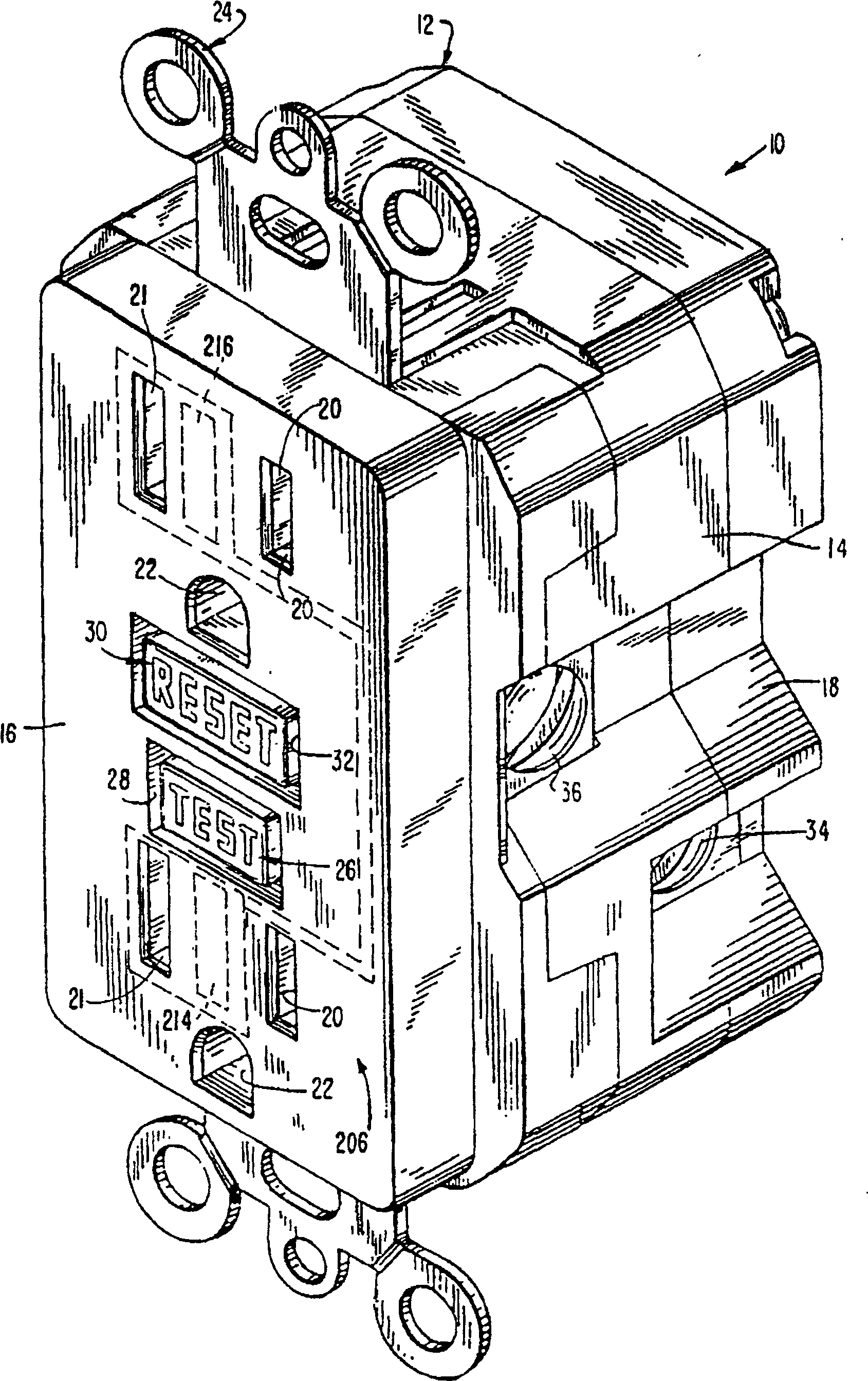 GFCI receptacle having plug blocking means