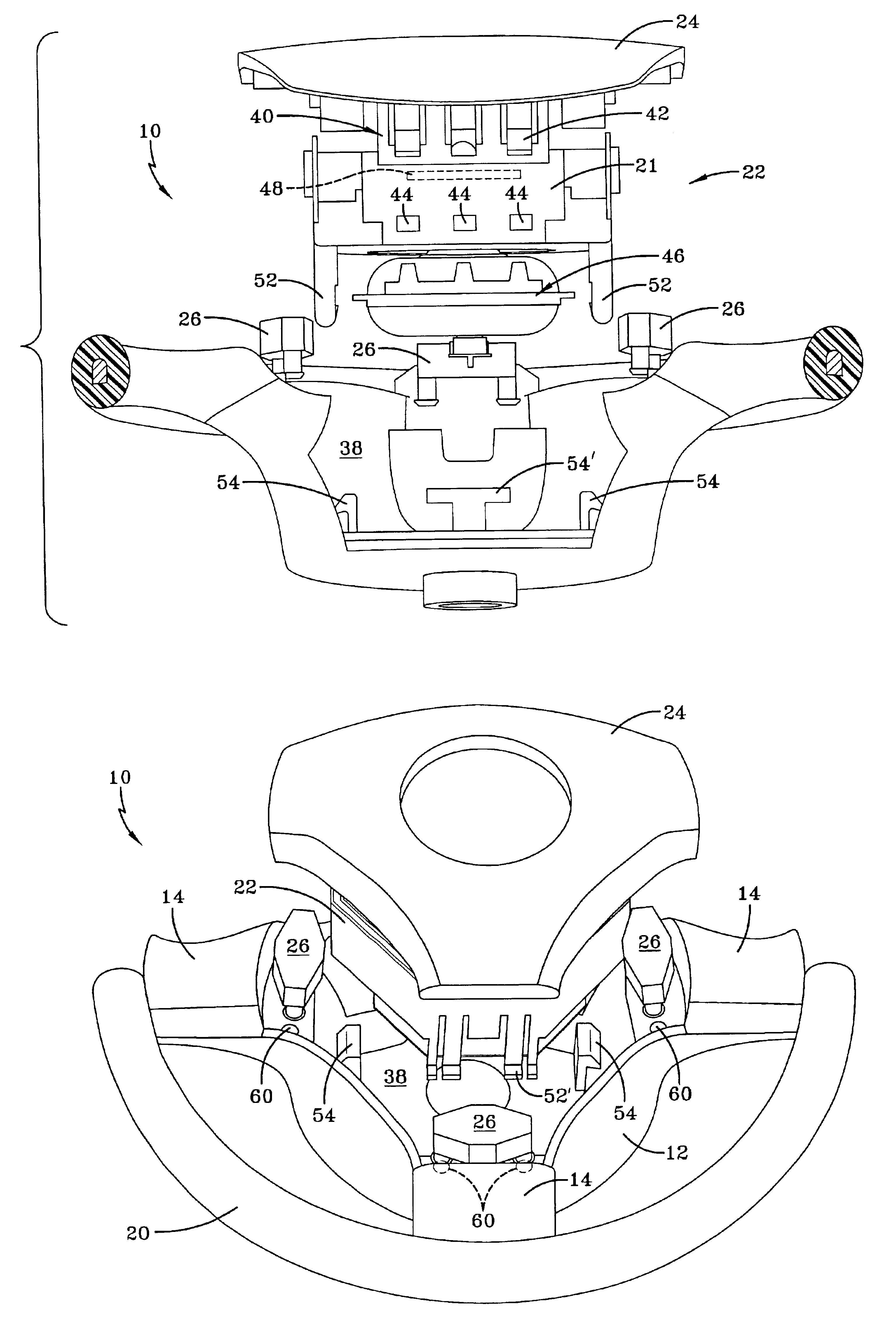 Airbag module attachment arrangement