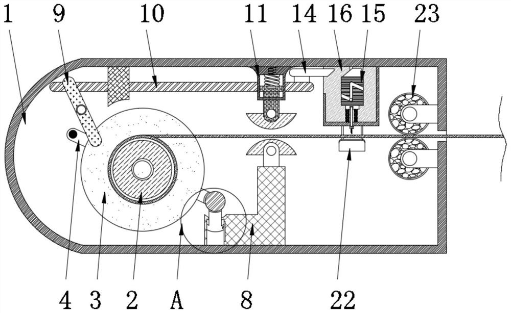 Automatic cutting-off device in textile fabric winding process
