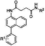 Succinic acid amide derivatives containing phenylnaphthalene rings as well as preparation method and application thereof