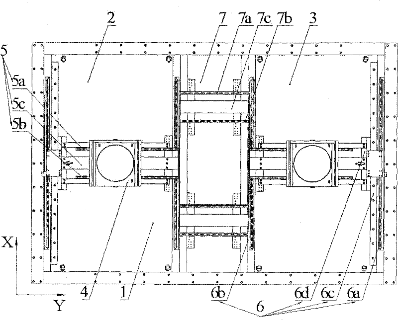 Double-driving double-bridge table changing station-based double-workpiece table high-accuracy exchange device