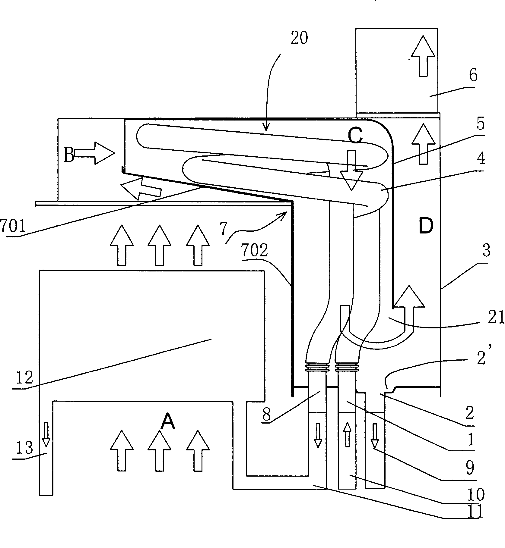 Gas burner water heater condensing type heat-exchanger rig
