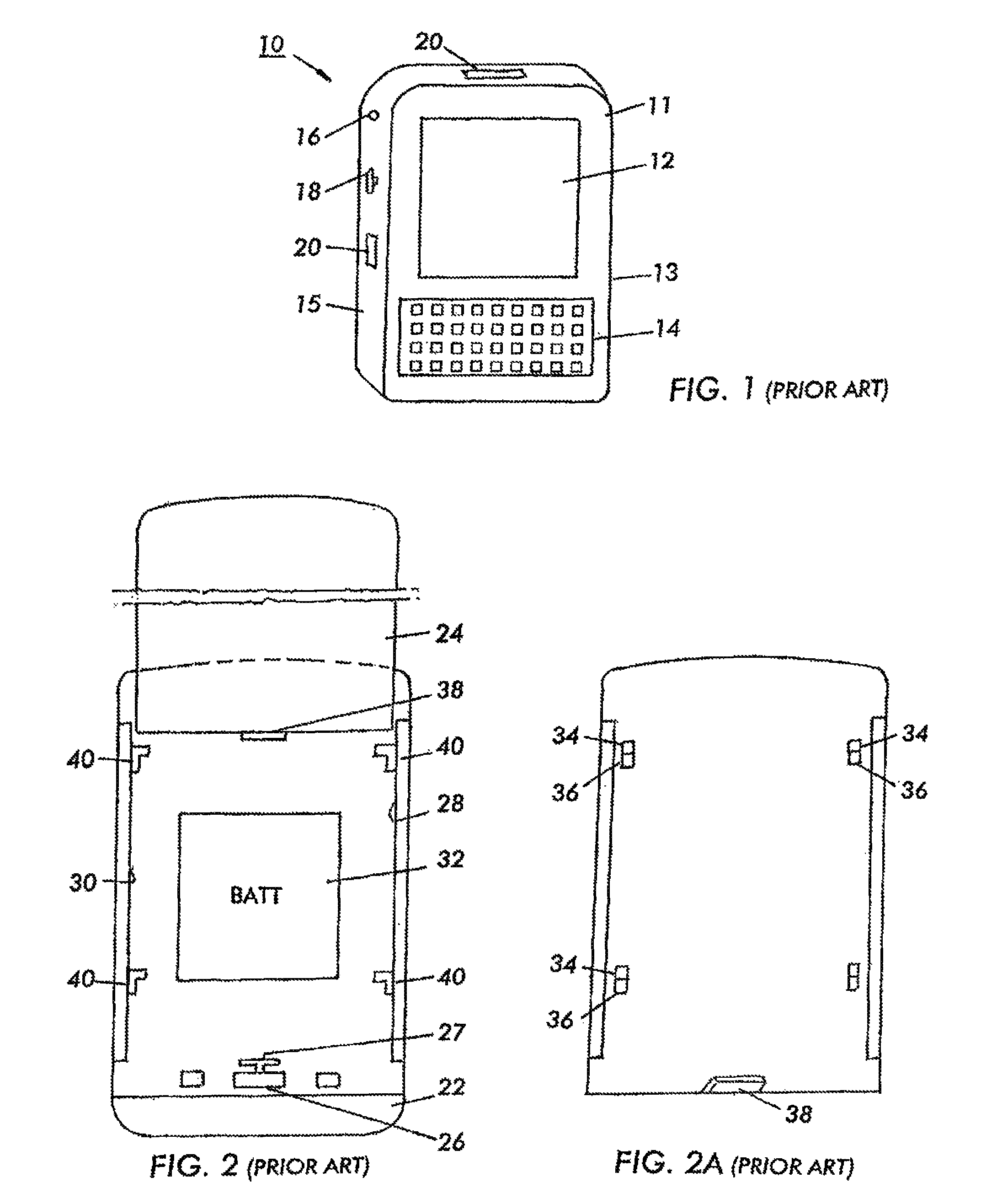 Detachably integrated battery charger for mobile cell phones and like devices