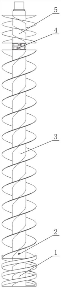 End-fixed assembly type spiral conveying shaft and method