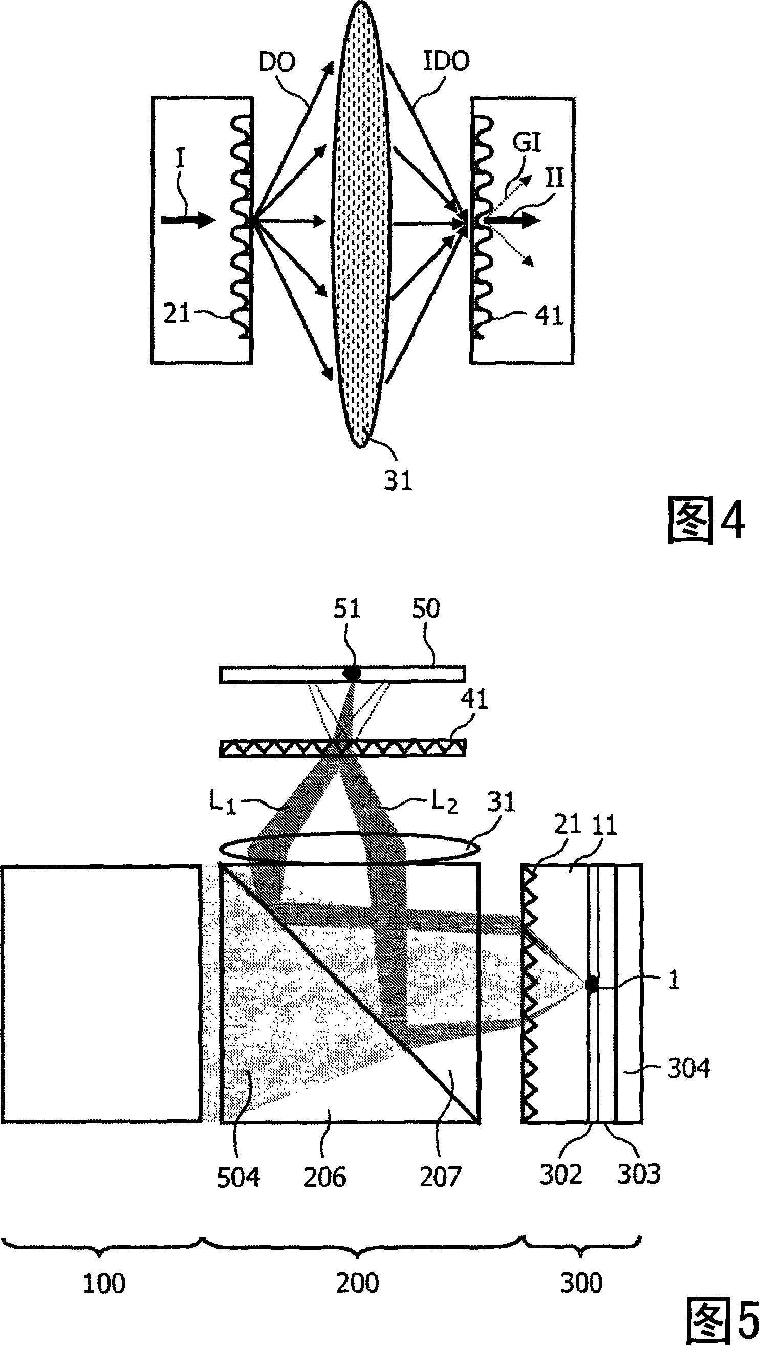 Optical system with diffraction optical element used for mapping signal light onto a detector