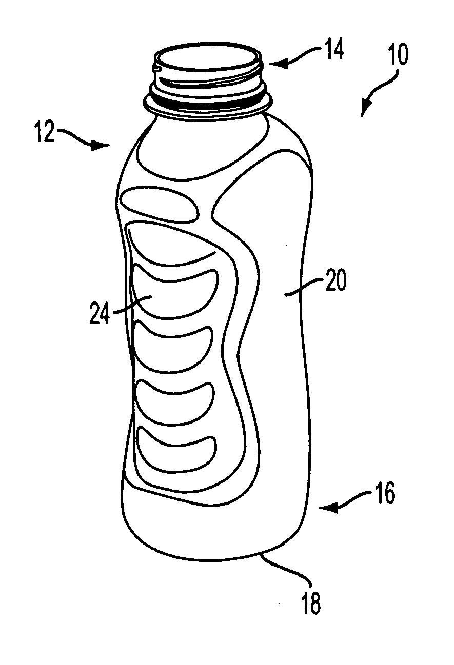 Pressure reinforced plastic container and related method of processing a plastic container