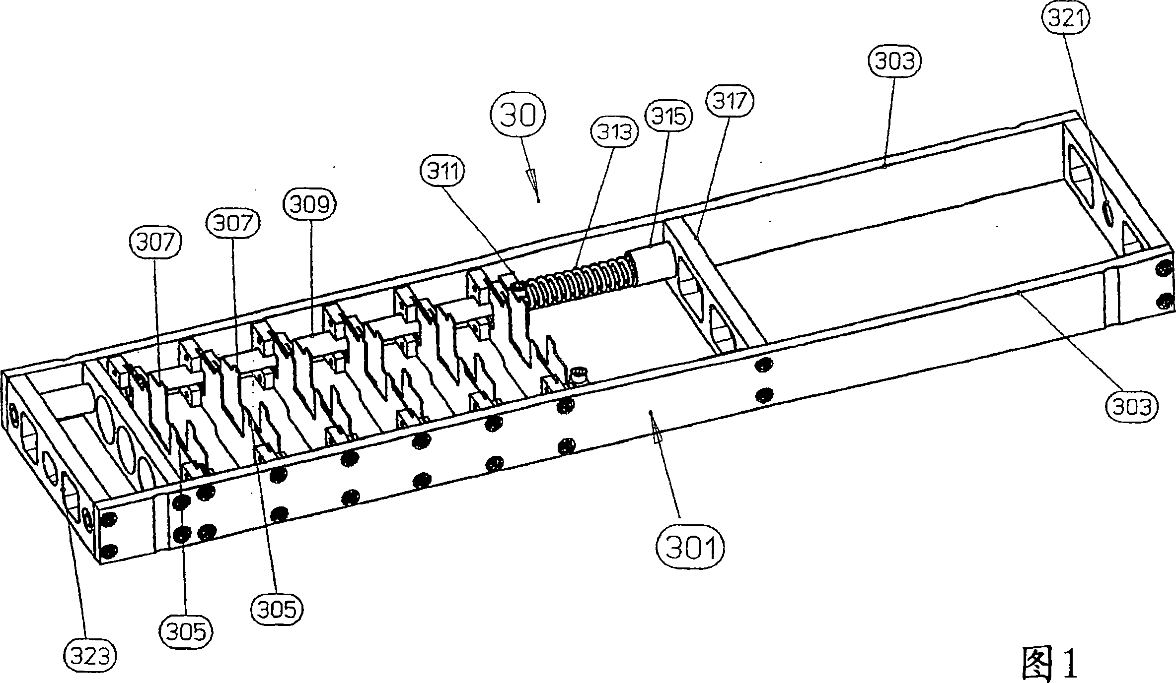Method and device for connecting each storage battery plate into plate stack and inserting the said plate stack into storage battery case