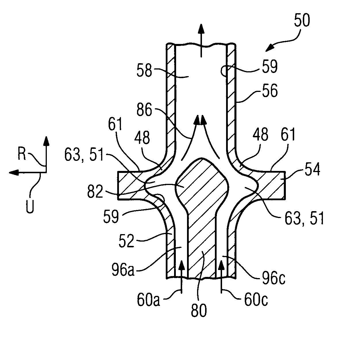 Cooled turbine blade or vane for a gas turbine, and use of a turbine blade or vane of this type