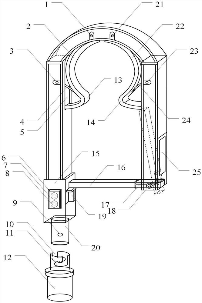 Novel lock catch type grounding wire anti-falling hook device with bottom opening