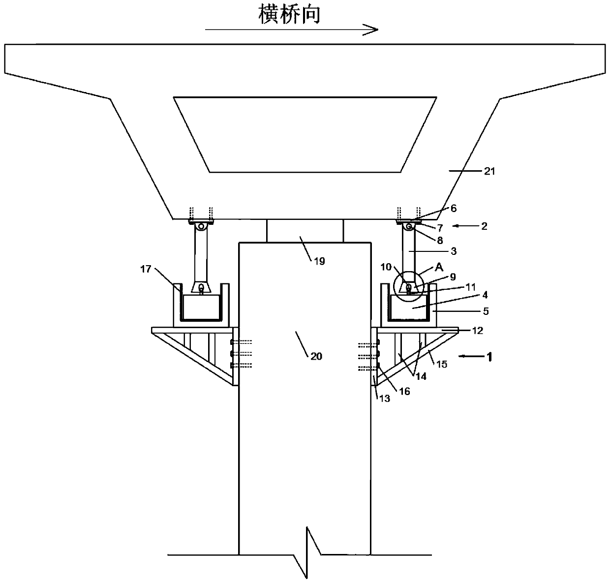 Gravity type anti-overturning device suitable for single-pier bridge