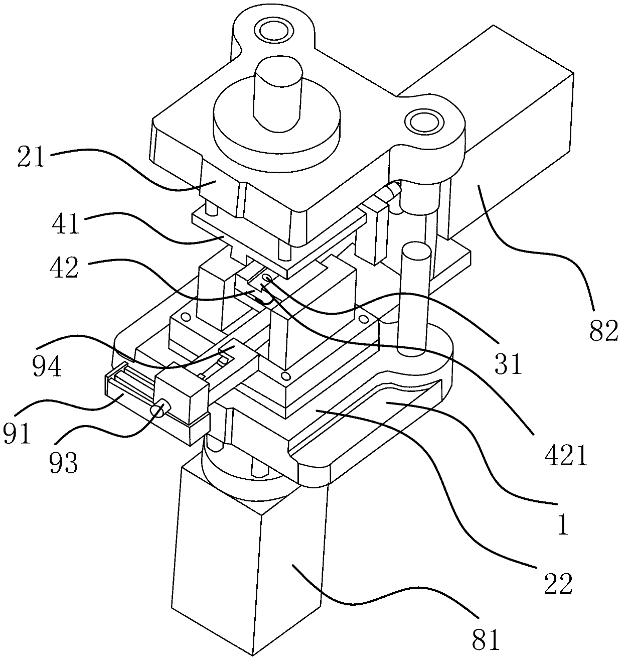 Punching die of vacuum booster upper push rod assembly