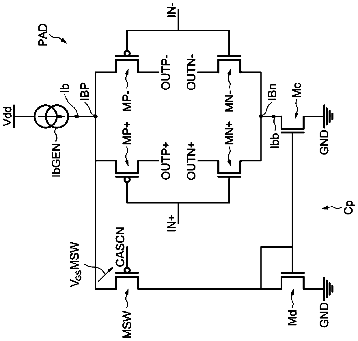 Method for Biasing Outputs of a Folded Cascode Stage in a Comparator and Corresponding Comparator