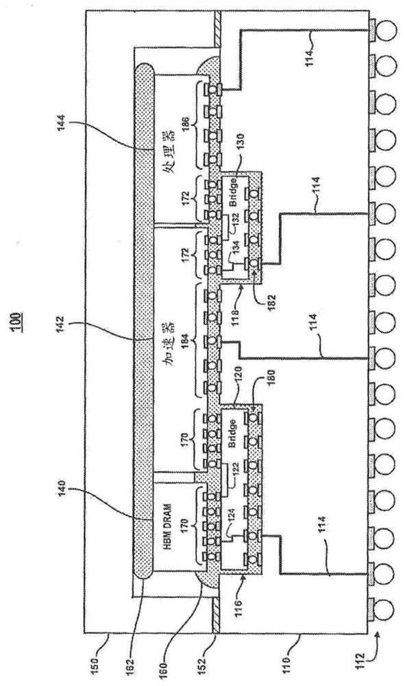 Multi-chip package structure having chip interconnection bridge which provides power connections between chip and package substrate