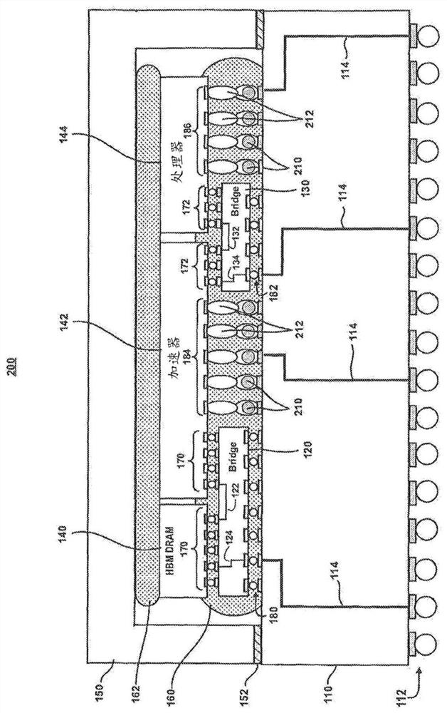 Multi-chip package structure having chip interconnection bridge which provides power connections between chip and package substrate