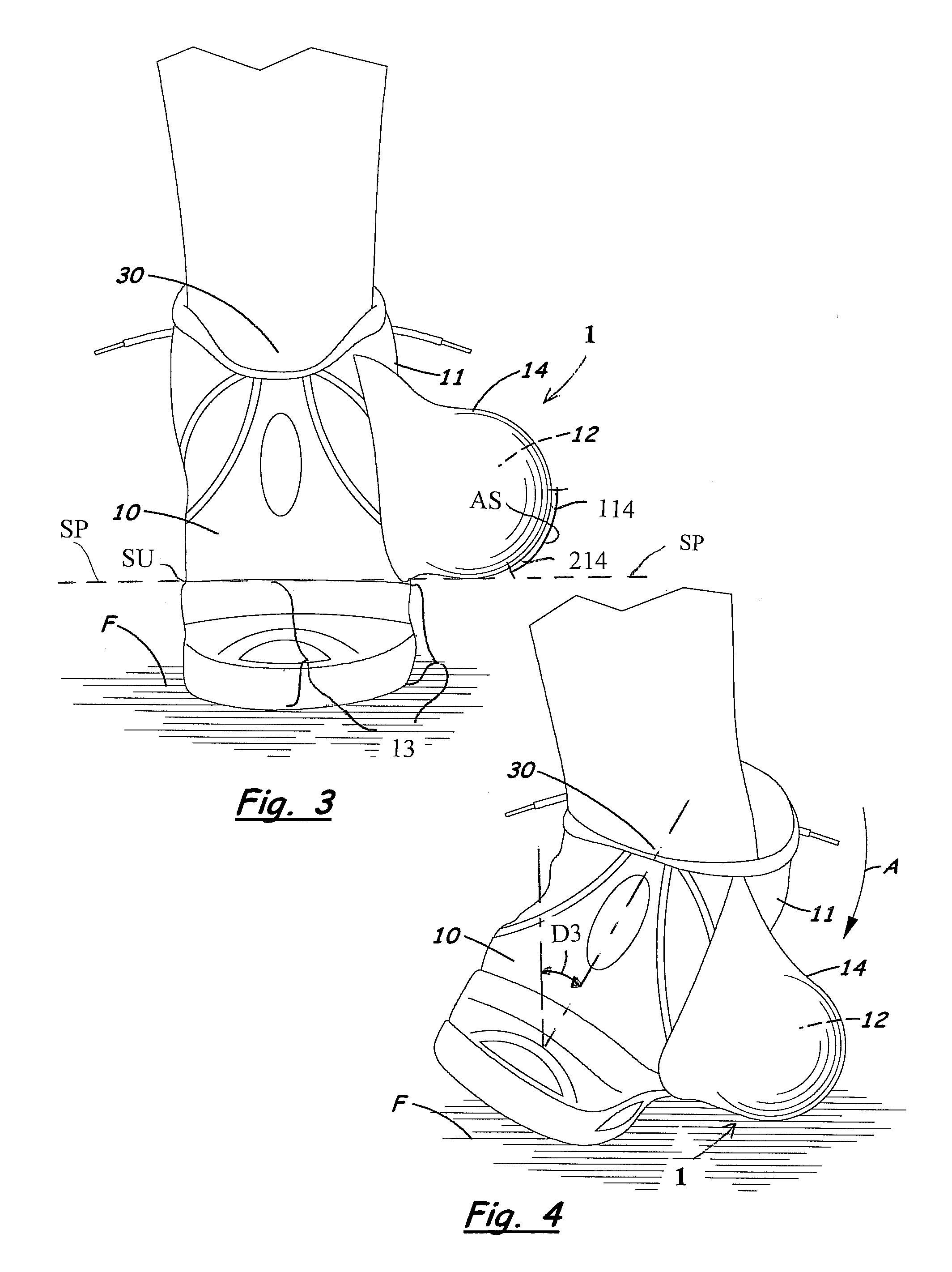 Shoe with system for preventing or limiting ankle sprains