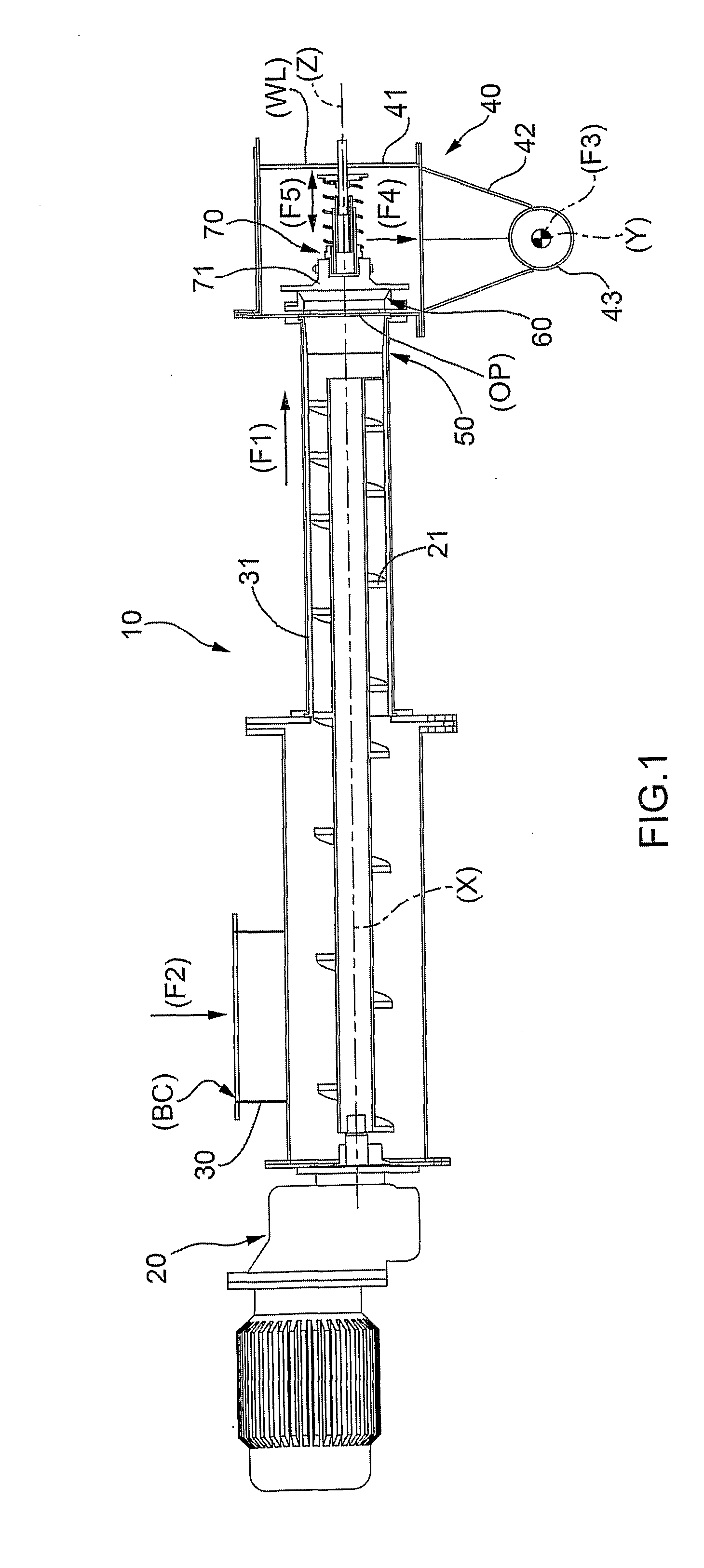 Conveying screw apparatus for transporting loose material