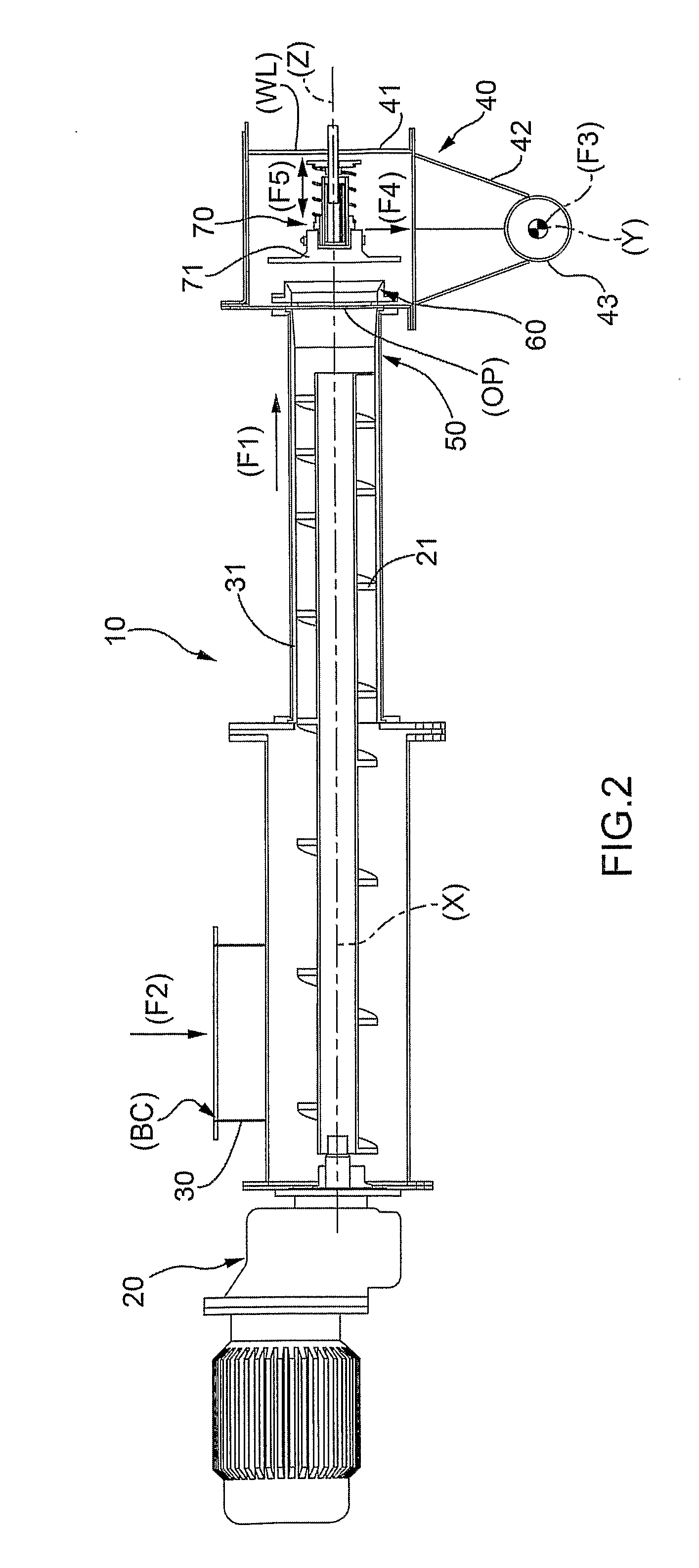 Conveying screw apparatus for transporting loose material