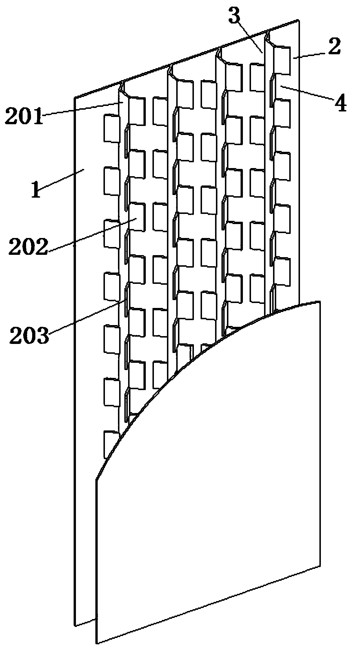 Steel plate combined shear wall capable of achieving connection through crossed bending type partition board and preparing method