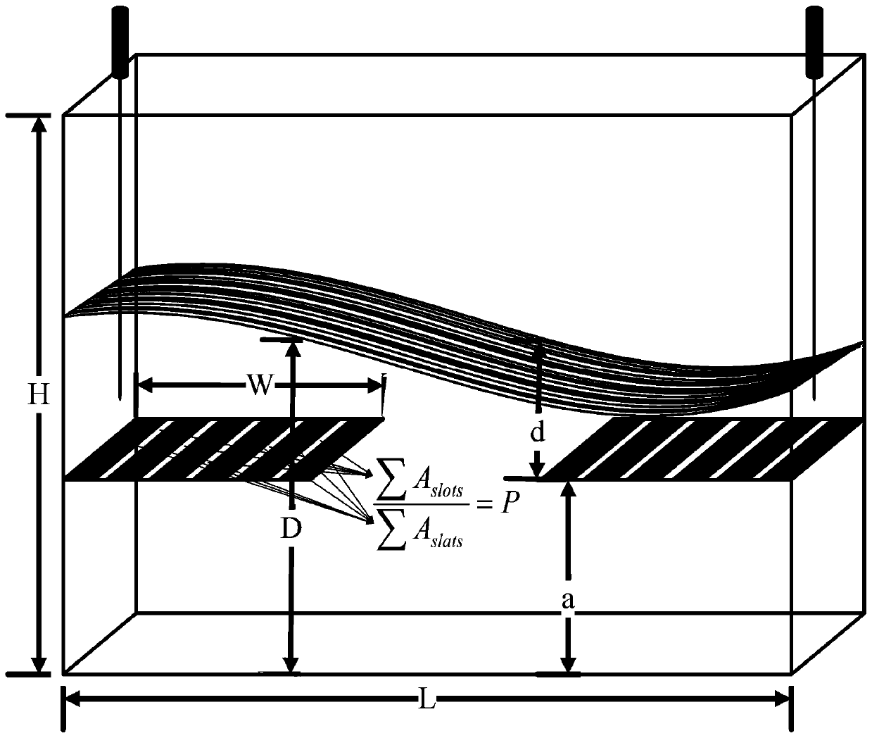 Rectangular liquid tank sloshing damping device and rectangular liquid tank hydrodynamic calculation method
