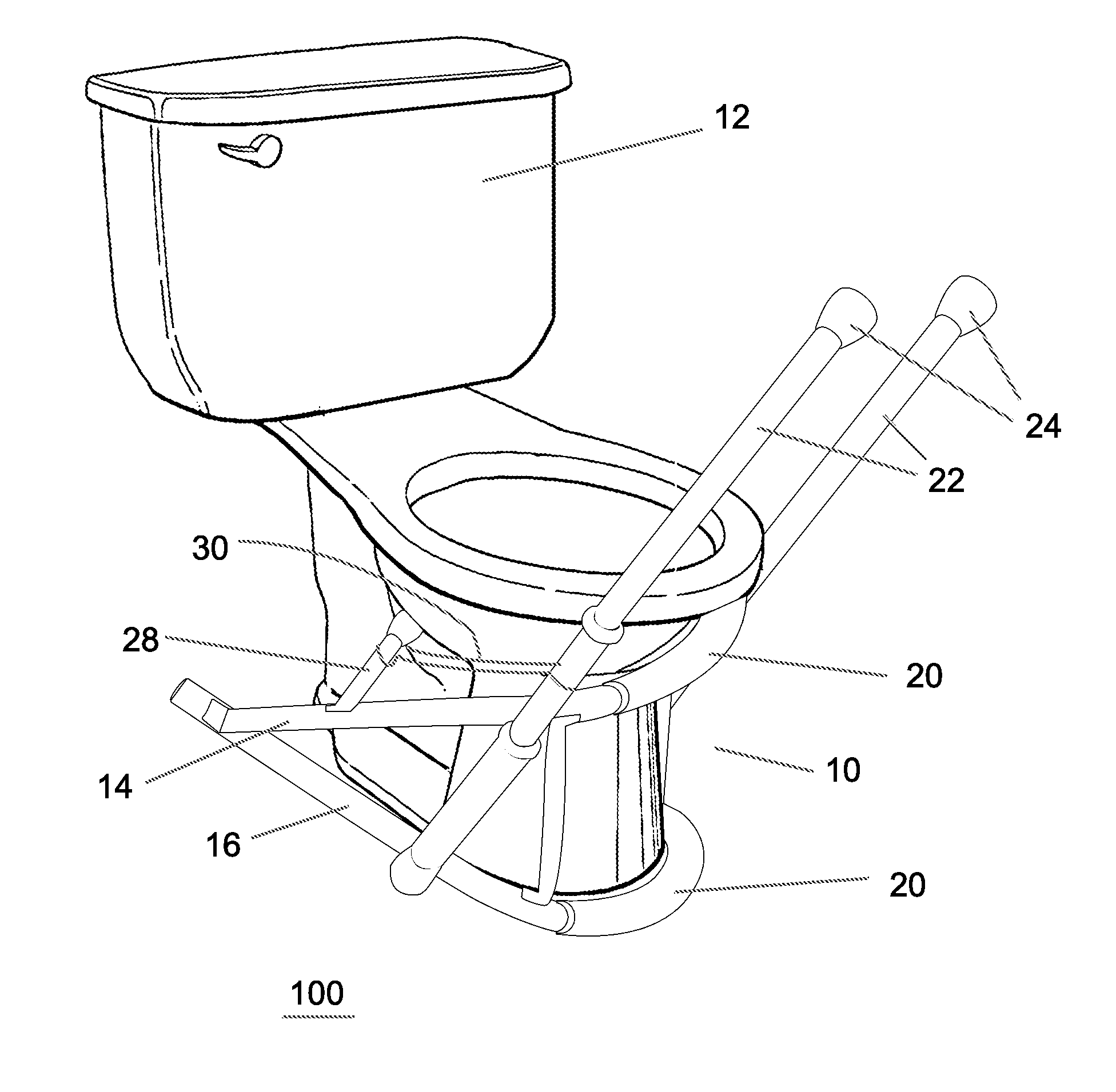 Toilet safety arm accessory device