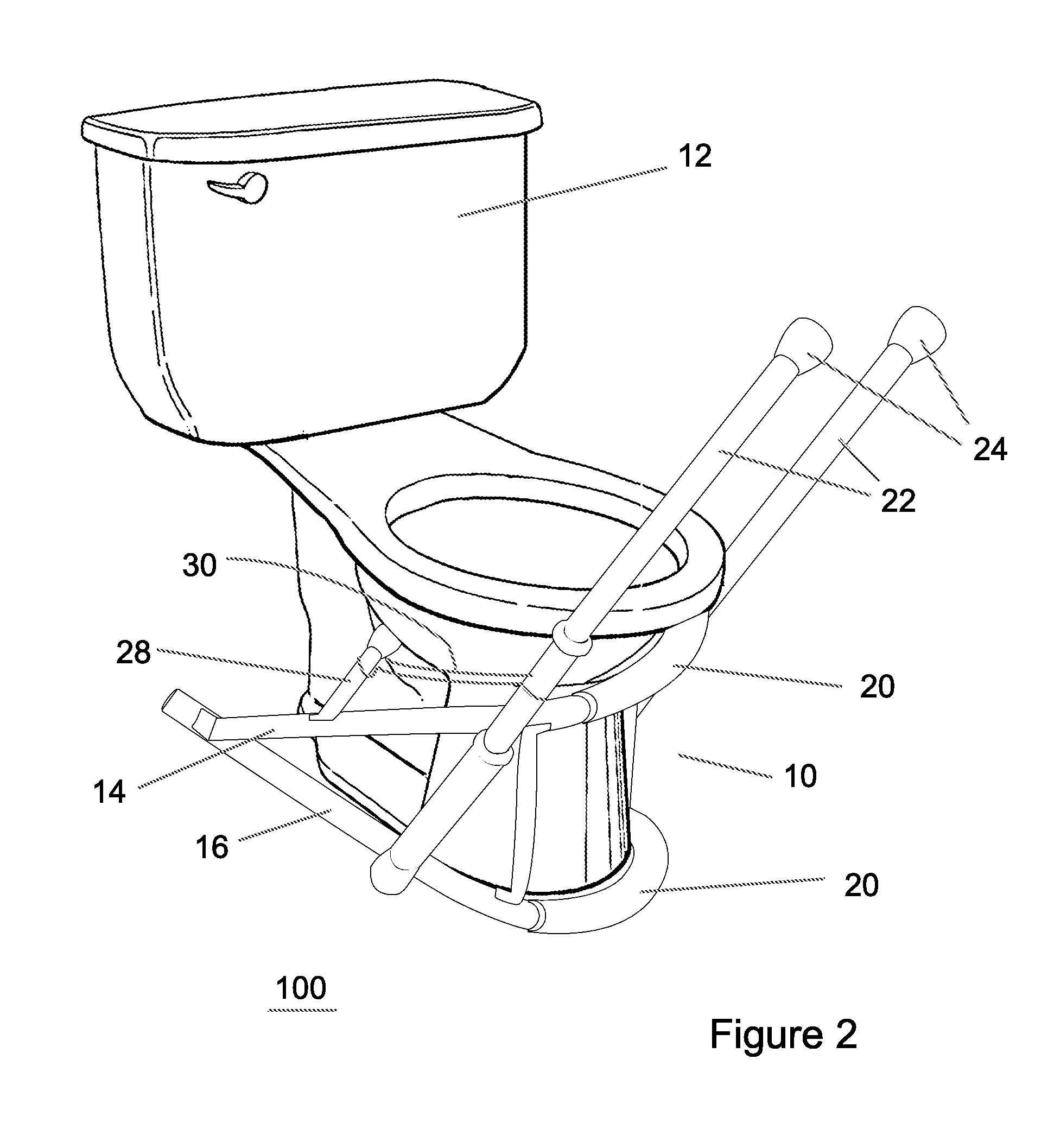 Toilet safety arm accessory device